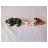 Set of 3 Small Carved Animal Figurines Stone and Bone