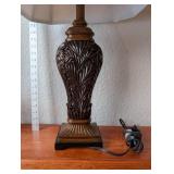 Table Lamp with Ornate Resin Base and Fabric Shade