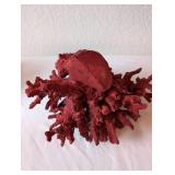 Red Decorative Coral Sculpture, Approximately 8 Inches Wide