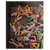 Box of Vintage Western Toy Figures Collection