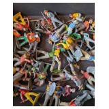 Box of Vintage Western Toy Figures Collection