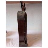 Antique F.L. Archambault Walnut Mantel Clock with Etched Glass Door