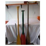 Set of 3 Vintage Wooden Canoe Paddles, Including Dick Tracy Paddle