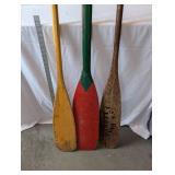 Set of 3 Vintage Wooden Canoe Paddles, Including Dick Tracy Paddle