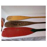 Set of 3 Vintage Wooden Canoe Paddles, Including Dick Tracy Paddle