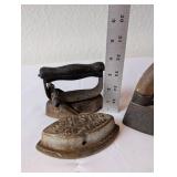 Collection of 4 Antique Cast Iron Sad Irons Assorted Brands