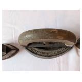 Collection of 4 Antique Cast Iron Sad Irons Assorted Brands