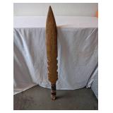 Handcrafted Wooden Tribal Style Decorative Sword with Wrapped Handle