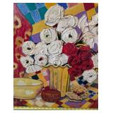 Mary Jane Sanborn Lewis 2001 Original Painting Yellow Bowl Still Life 24x30