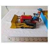 Vintage Carnival Shooting Gallery Tin Toy with Tin Tractor Loader