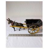 Vintage Cast Iron Miniature Donkey Cart, Covered Wagon, and Oxen Set