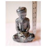Vintage Seated Asian-Style Bronze Sculpture Figurine 8.5 Inches Tall