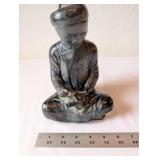 Vintage Seated Asian-Style Bronze Sculpture Figurine 8.5 Inches Tall