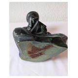 Vintage Seated Asian-Style Bronze Sculpture Figurine 8.5 Inches Tall