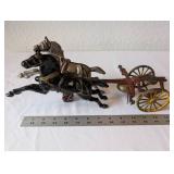 Vintage Cast Iron Two Horse Drawn Chariot Toy