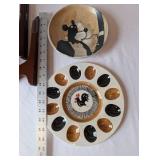 Set of 2 Vintage Ceramic Dishes - Rooster Deviled Egg Plate and Cartoon Dog Bowl