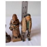 Set of 5 Vintage Hand-Carved Wooden Folk Figurines