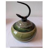 Artisan Signed Lidded Ceramic Jar with Decorative Finial