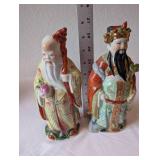 Pair of Hand-Painted Asian Porcelain Immortal Figurines