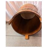 Large Vintage Wood and Hide Barrel Drum with Carved Figures