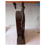 Antique Wooden Mantel Clock with Ornate Carvings and Key