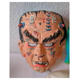 Set of 3 Vintage Plastic Halloween Masks - Monster, Witch, and Old Man