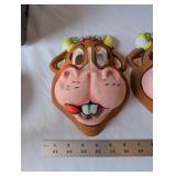 Set of 4 Vintage Costume Masks Cow Clown Jester Assortment