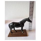 Vintage Metal Horse Figurine on Wood Base