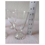 Set of 7 Clear Glass Goblets with Decorative Bases