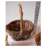 Vintage Basket, Ceramic Planter, and Sea Shell Display Collection