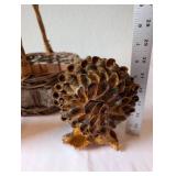 Vintage Basket, Ceramic Planter, and Sea Shell Display Collection