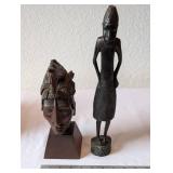 Set of 2 Hand-Carved African Wooden Sculptures