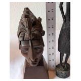 Set of 2 Hand-Carved African Wooden Sculptures