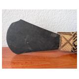 Tribal Ceremonial Axe with Handwoven Rattan and Stone Blade