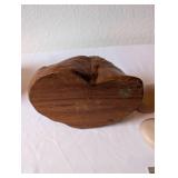 Wood Carved Burl Planter and Carved Stone Trinket Box Set