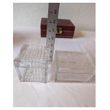 Collection of 2 Glass Trinket Boxes and Vintage Velvet Lined Jewelry Case