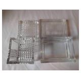 Collection of 2 Glass Trinket Boxes and Vintage Velvet Lined Jewelry Case