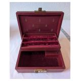 Collection of 2 Glass Trinket Boxes and Vintage Velvet Lined Jewelry Case