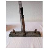 Vintage Industrial Metal Paper Cutter with Wood Handle