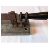 Vintage Industrial Metal Paper Cutter with Wood Handle
