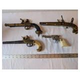 Set of 4 Vintage Decorative Toy Pistols and Revolver Replicas