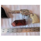 Set of 3 Vintage Toy Cap Guns and Cast Iron Miniature Flat Iron