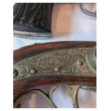 Set of 3 Vintage Toy Cap Guns and Cast Iron Miniature Flat Iron