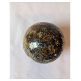 Decorative Hand-Painted Bowl, Painted Folk Flute, and Mineral Sphere Set