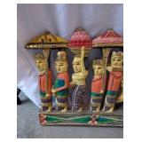 Balinese Hand-Carved Painted Wood Processional Wall Art Panel