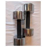 Pair of 15 lb Chrome Dumbbells with Rubber Grips
