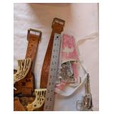 Vintage Die-Cast Toy Cap Guns with Tooled Leather and Western Holsters Lot