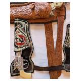 Vintage Die-Cast Toy Cap Guns with Tooled Leather and Western Holsters Lot