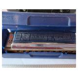 Collection of Hohner Chromonica and Blues Harp Harmonicas with Cases