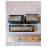 Collection of Hohner Chromonica and Blues Harp Harmonicas with Cases